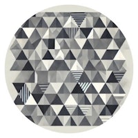 a black and white geometric pattern in a circle